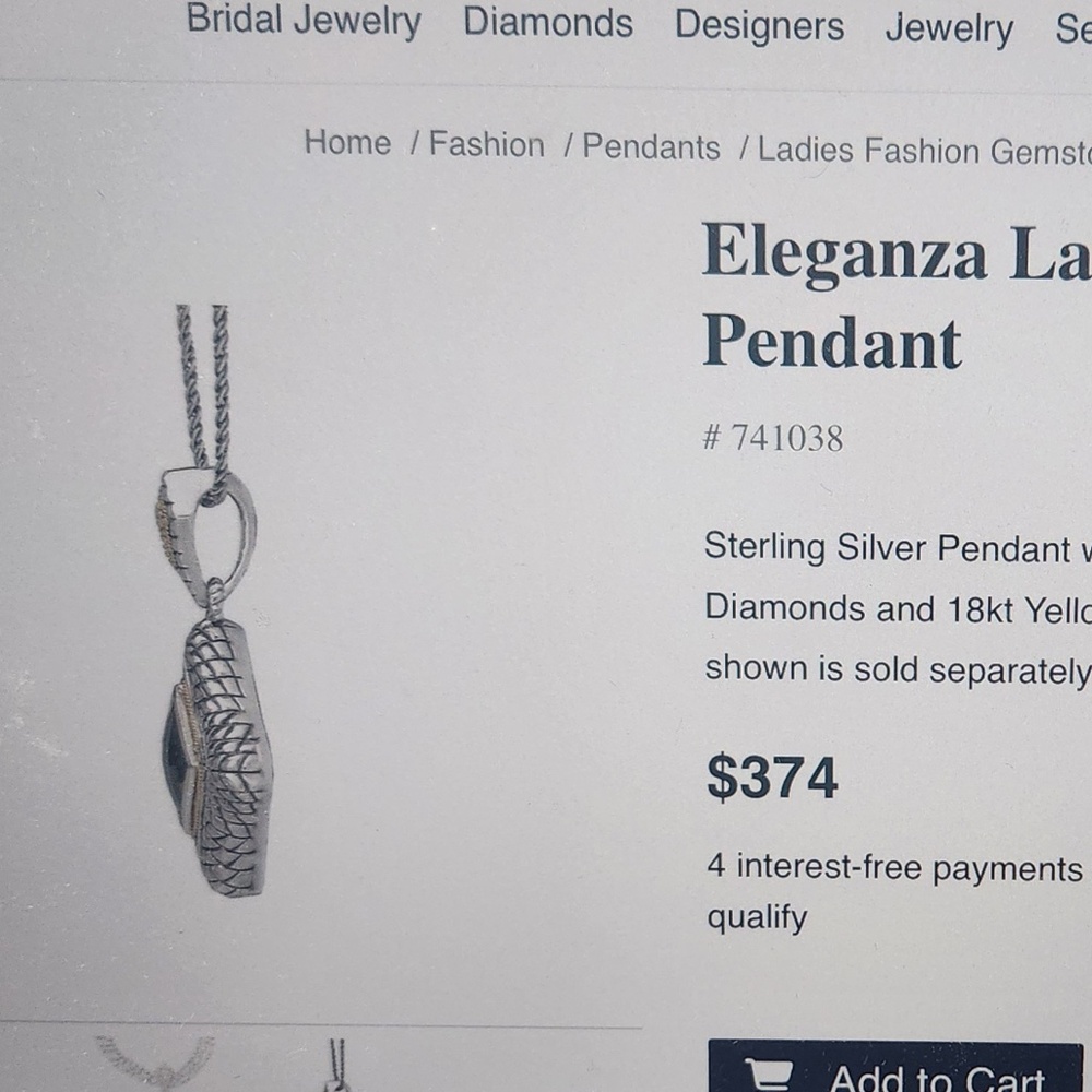 ELEGANZA Smoky Quartz, Diamond, 925 Silver, 18K gold pendant, preloved - Picture 5 of 15
